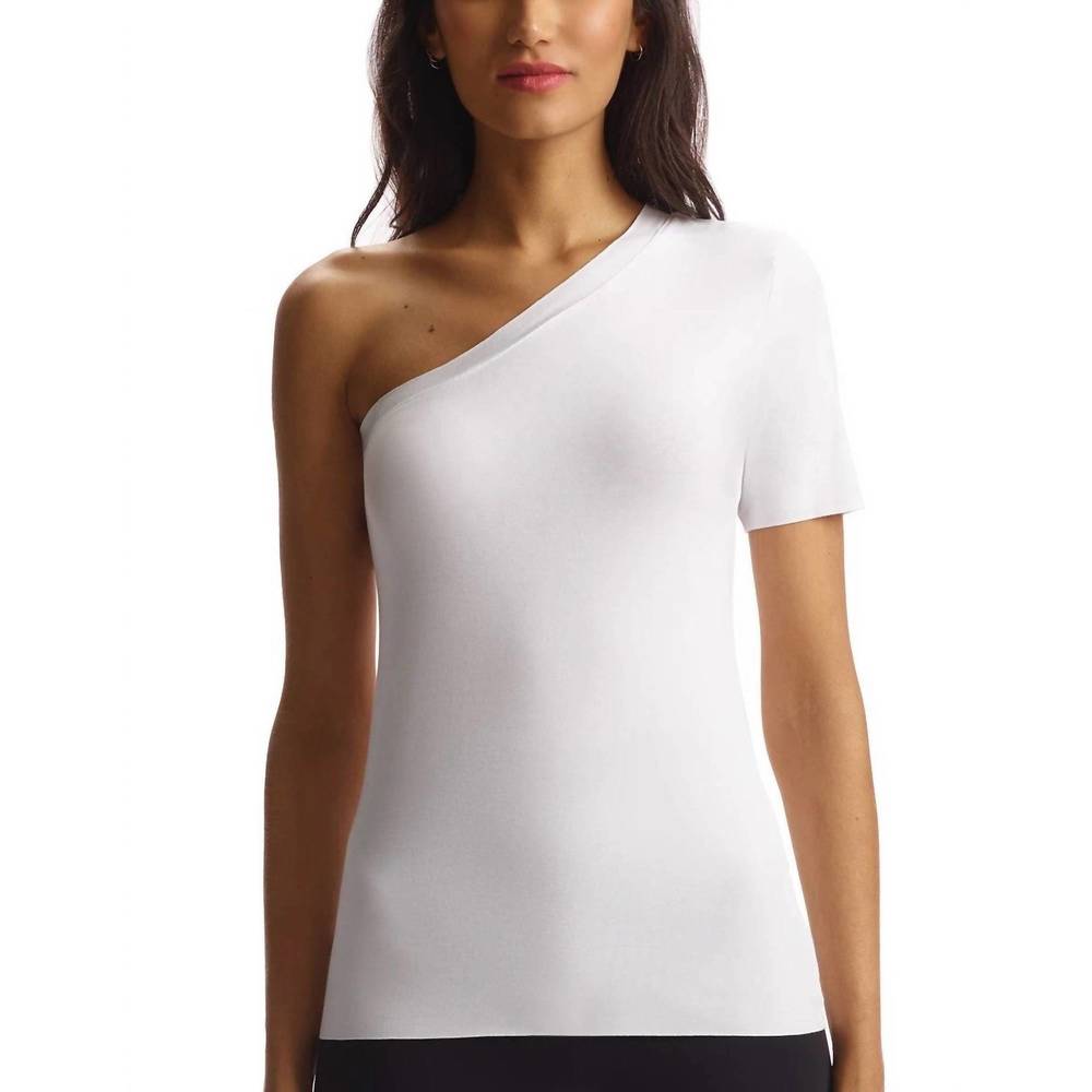 NEW COMMANDO essential cotton one-shoulder tee in white